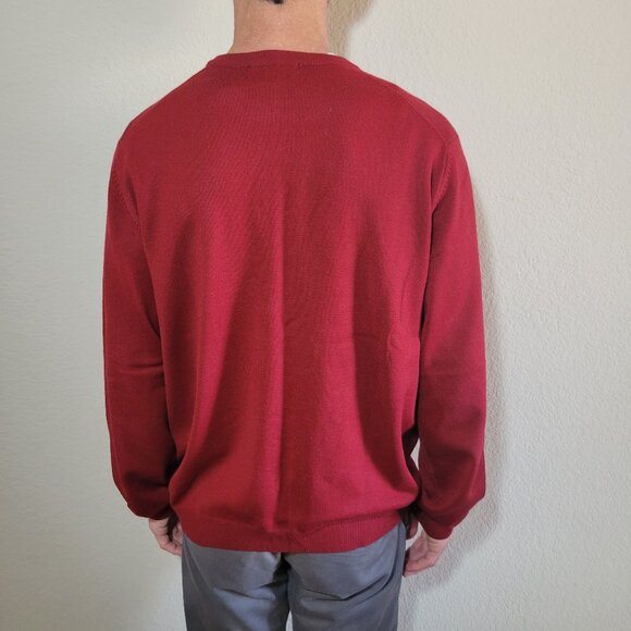 Brooks Brothers Merino Wool Sweater XL Red Stretch Crew Neck Mens Vintage - Picture 4 of 5